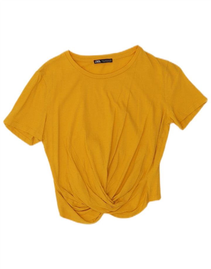 Blusa feminina Zara Top UK 12 algodão amarelo médio