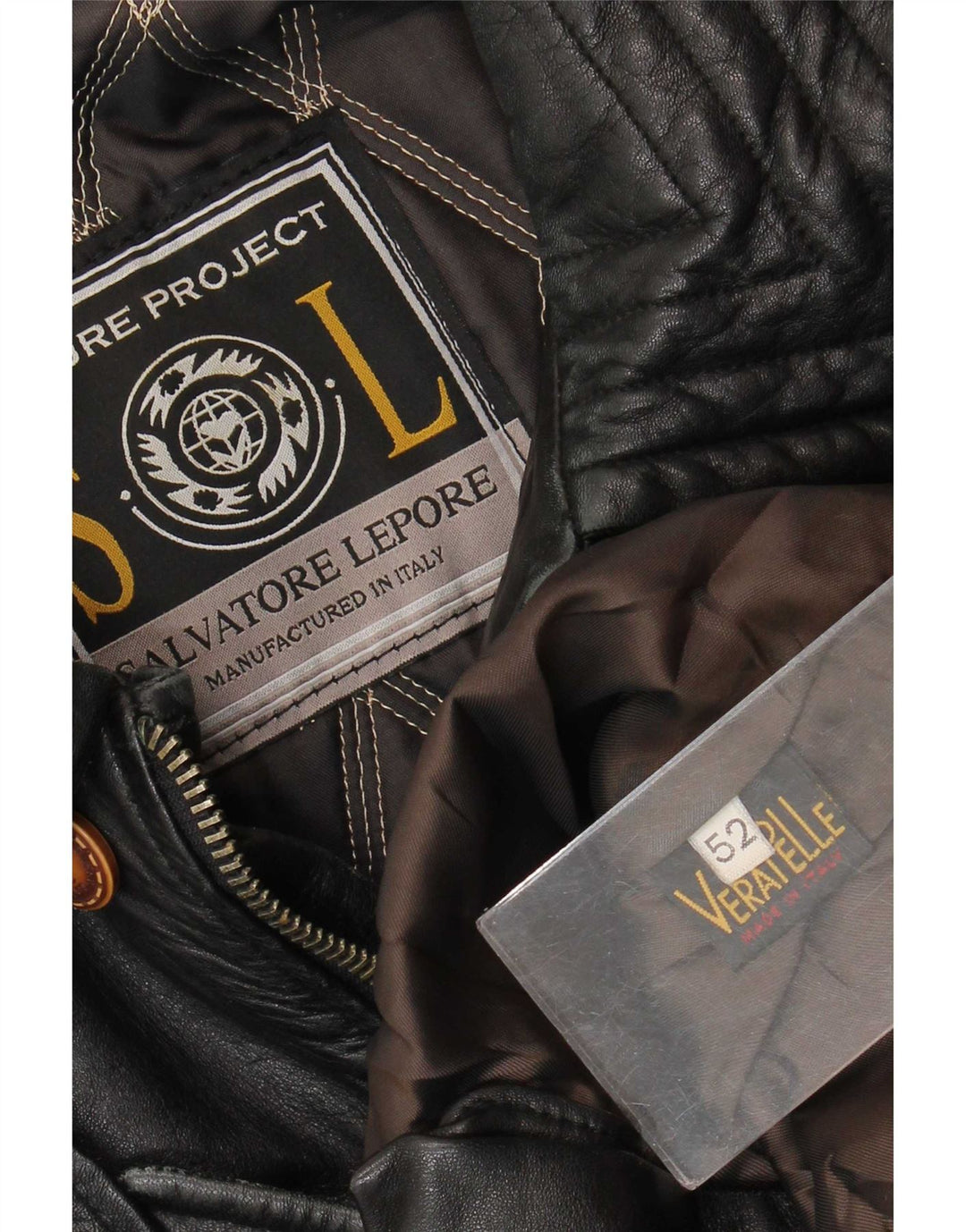 Casaco de couro masculino Salvatore Lepore IT 52 XL preto