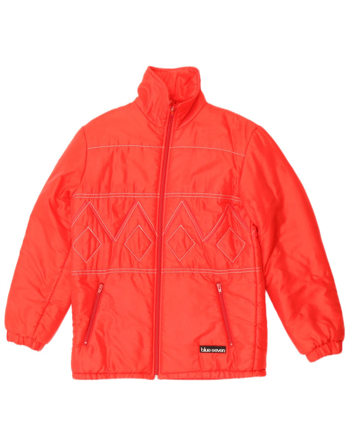 Jaqueta acolchoada masculina vintage UK 36 pequena geométrica vermelha