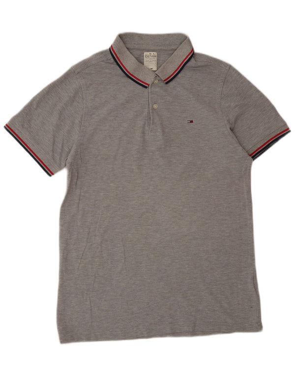 Camisa polo masculina Tommy Hilfiger grande algodão cinza