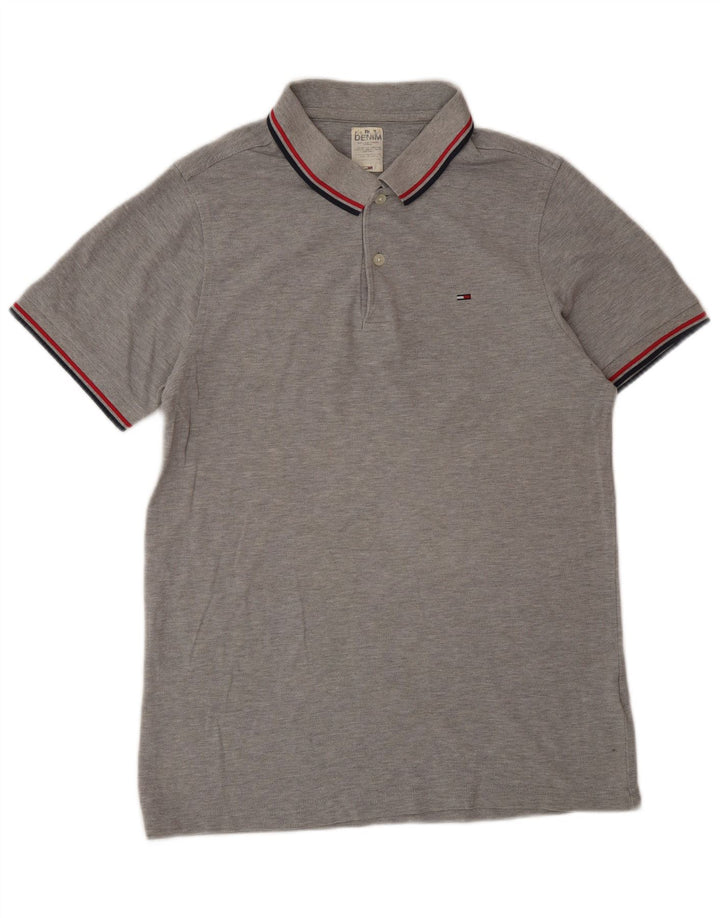 Camisa polo masculina Tommy Hilfiger grande algodão cinza