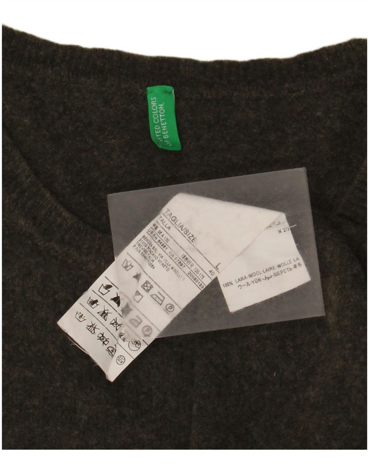 Suéter masculino BENETTON com gola redonda, grande lã cáqui