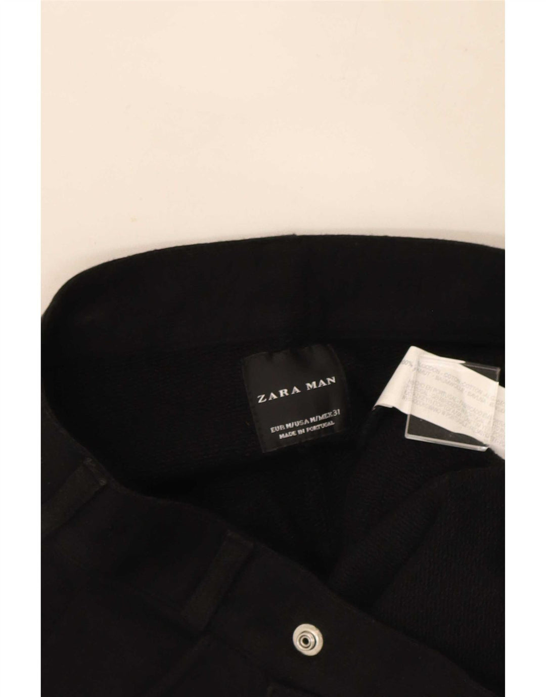 Zara Mens Chino Shorts Médio W31 Algodão Preto