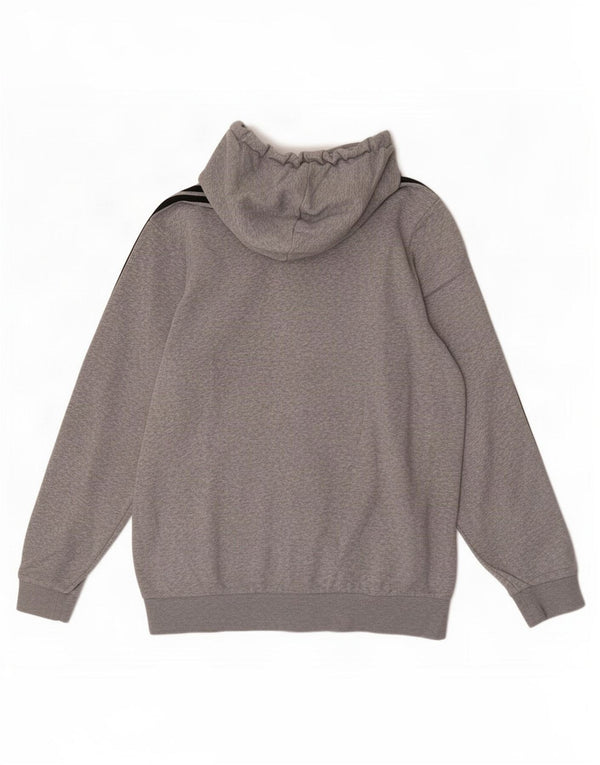Suéter masculino Adidas com capuz e zíper grande algodão manchado cinza