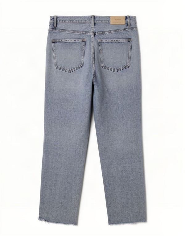 Zara Jeans masculino cortado desgastado UE 42 grande W32 L25 algodão azul