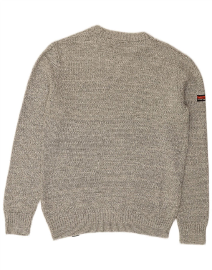Suéter masculino Superdry com gola redonda e algodão cinza médio