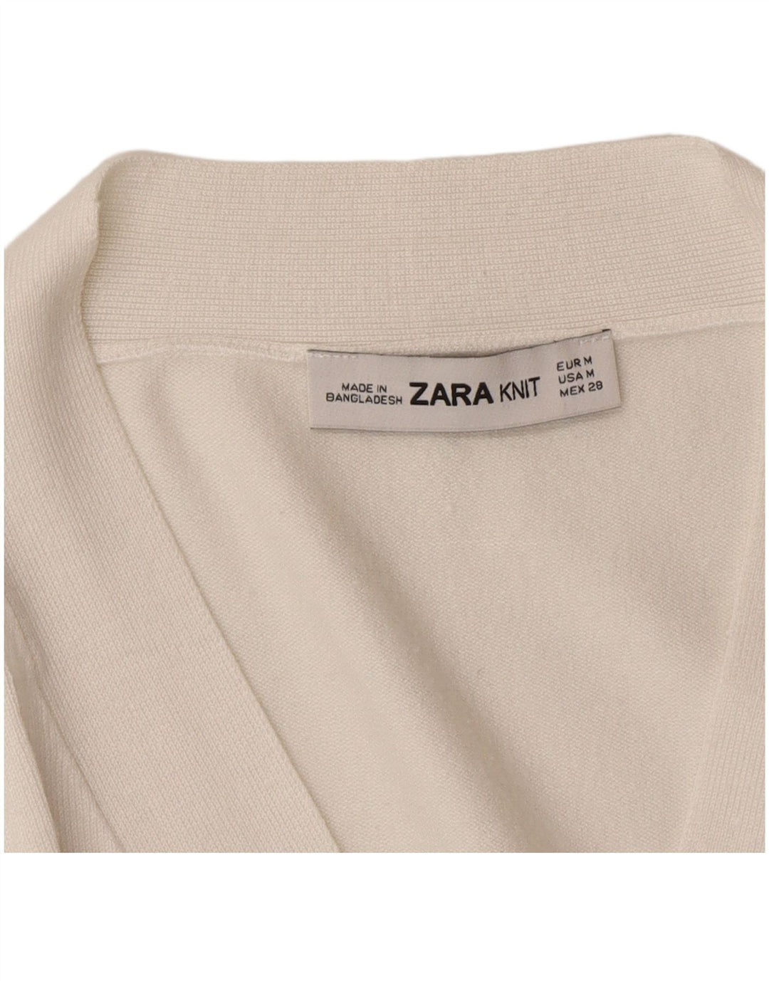 Suéter cardigã feminino Zara Reino Unido 14 médio branco