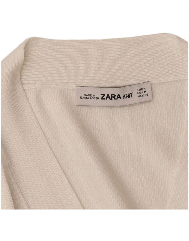 Suéter cardigã feminino Zara Reino Unido 14 médio branco