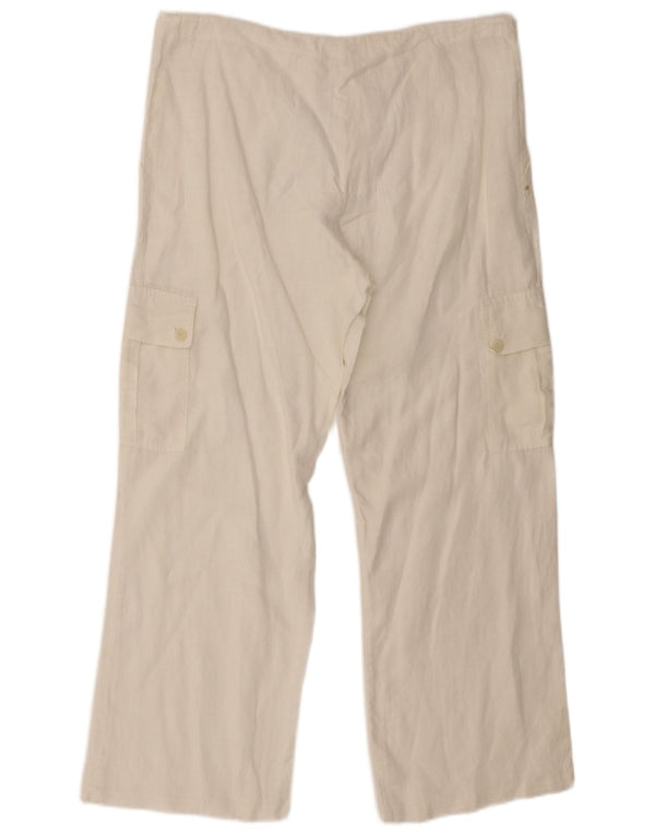 Calça cargo feminina vintage cintura alta solta W32 L27 off white