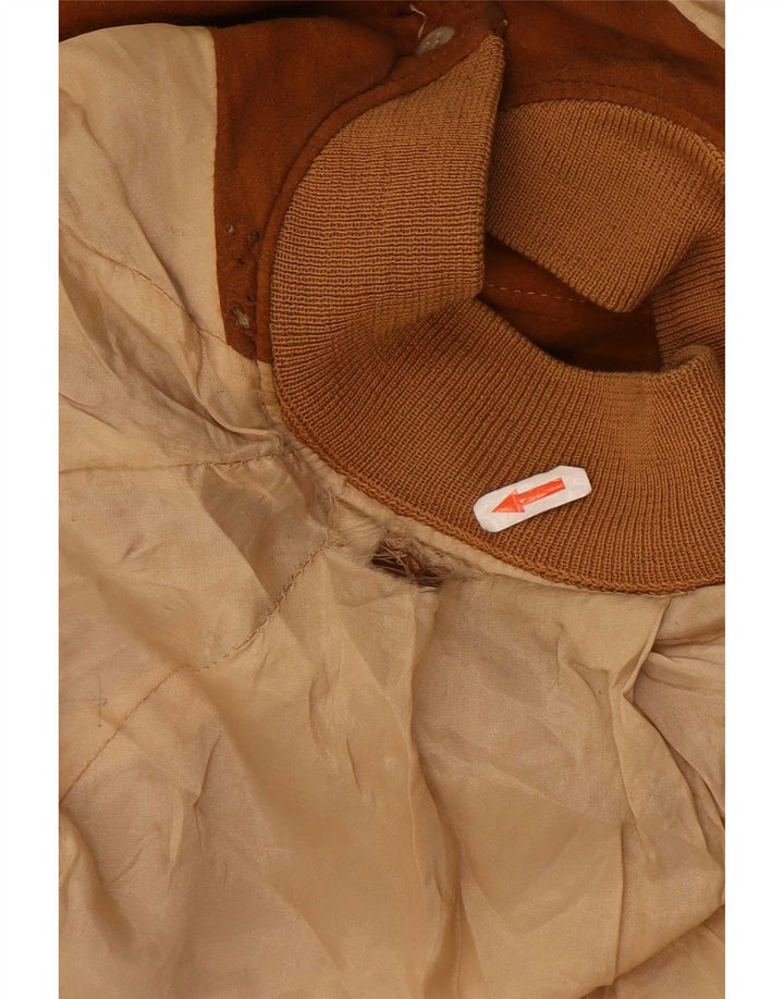 Jaqueta bomber masculina vintage de camurça UK 38 bege médio