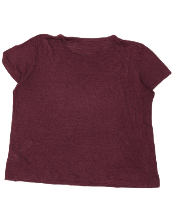 Camiseta feminina Massimo Dutti UK 18 XL linho borgonha