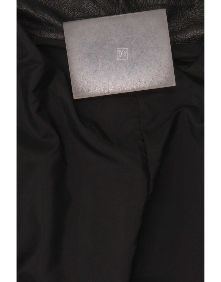 Jaqueta de couro masculina vintage UK 44 2XL preta