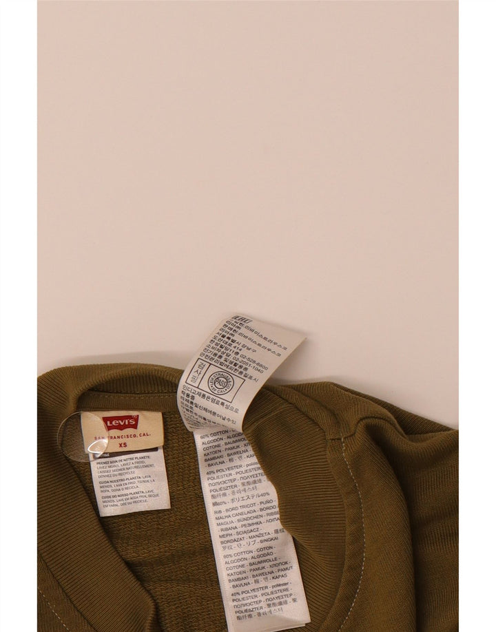 LEVI'S Womens Oversized Crop Sweatshirt Jumper UK 6 XS Khaki Cotton Vintage Levi's and Second-Hand Levi's from Messina Hembry 