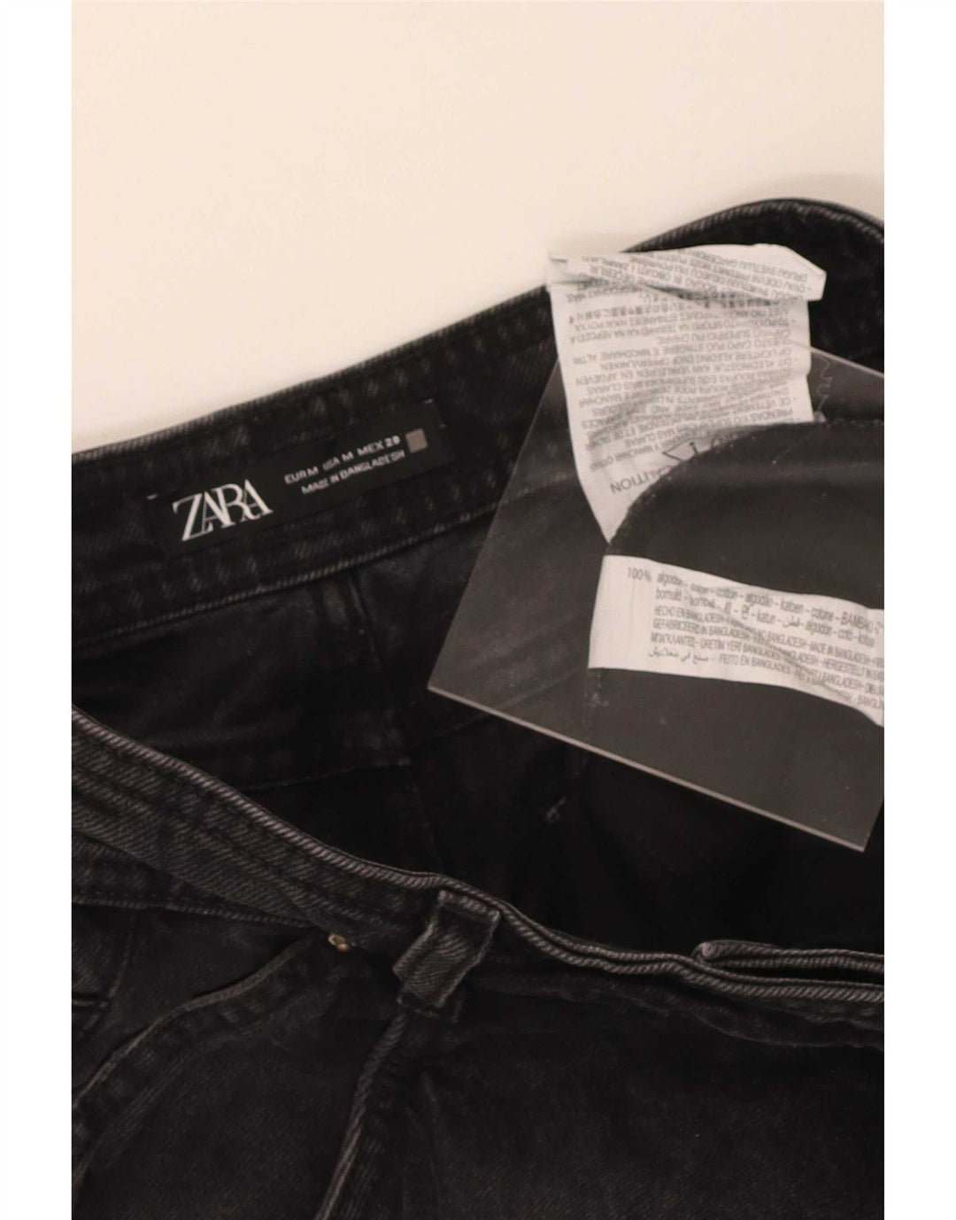 Zara Shorts jeans feminino médio W28 algodão preto