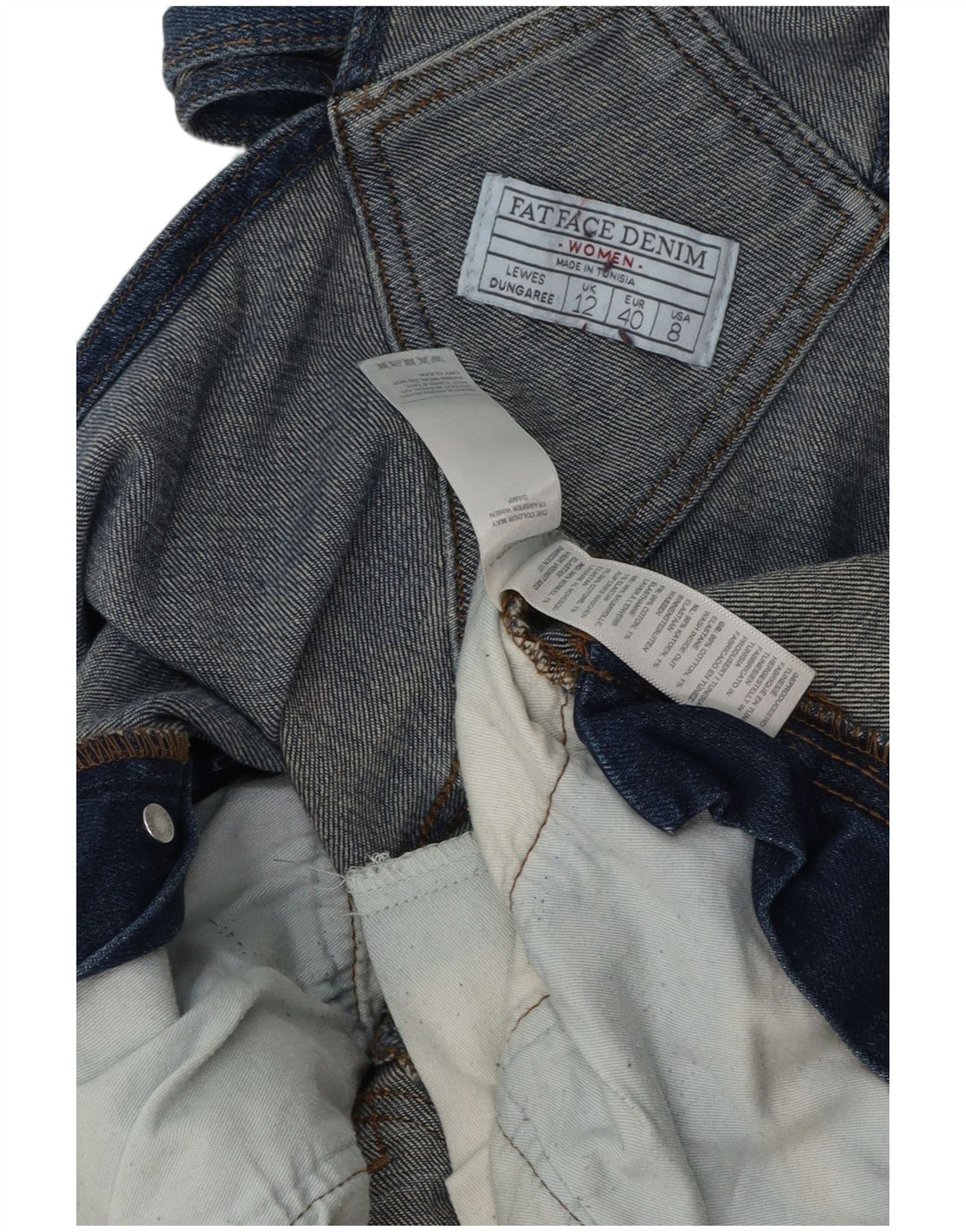 FAT FACE Lewes Dungarees Jeans Feminino UK 12 Médio W34 L27 Algodão Azul