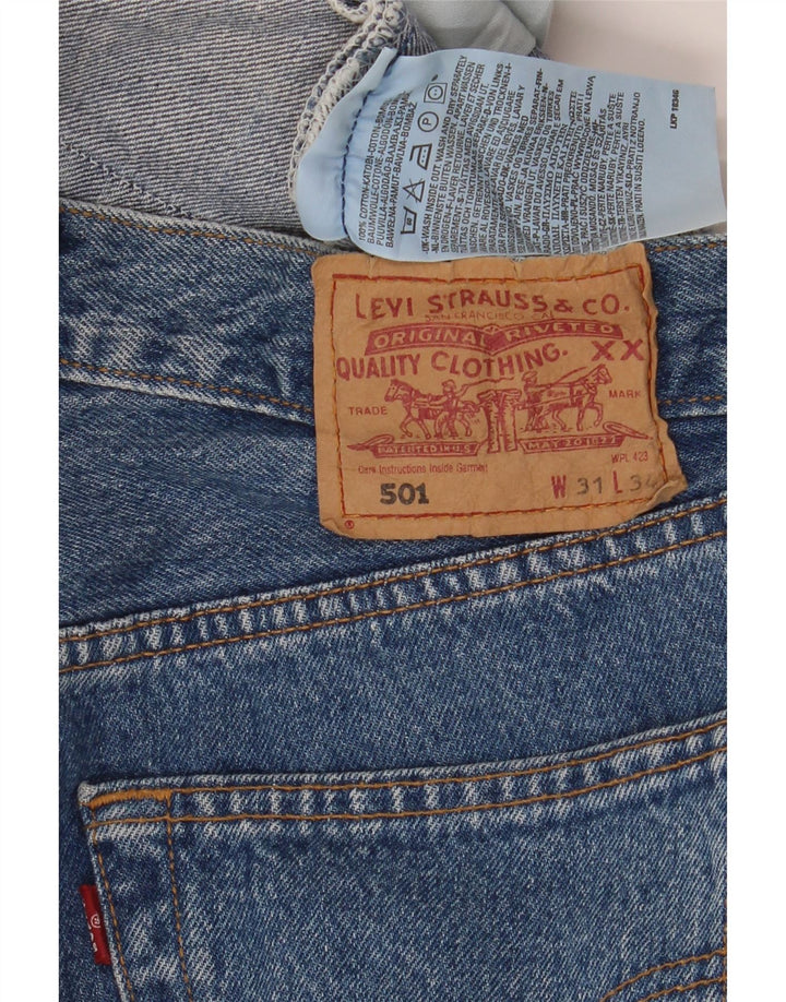 LEVI'S Masculino 501 Straight Jeans W31 L30 Azul Algodão