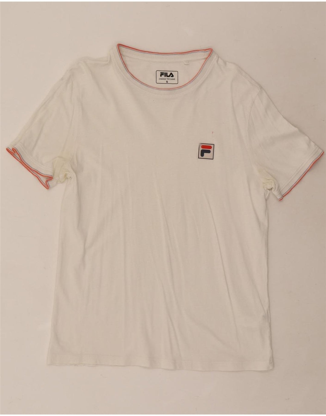 Camiseta masculina Fila Top pequeno algodão listrado branco