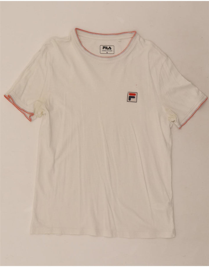Camiseta masculina Fila Top pequeno algodão listrado branco