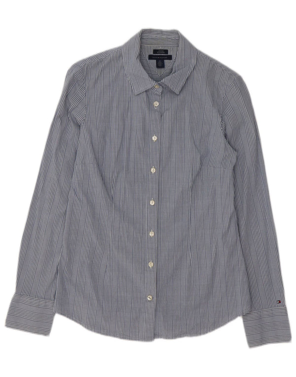 Camisa feminina Tommy Hilfiger UK 14 algodão xadrez azul médio