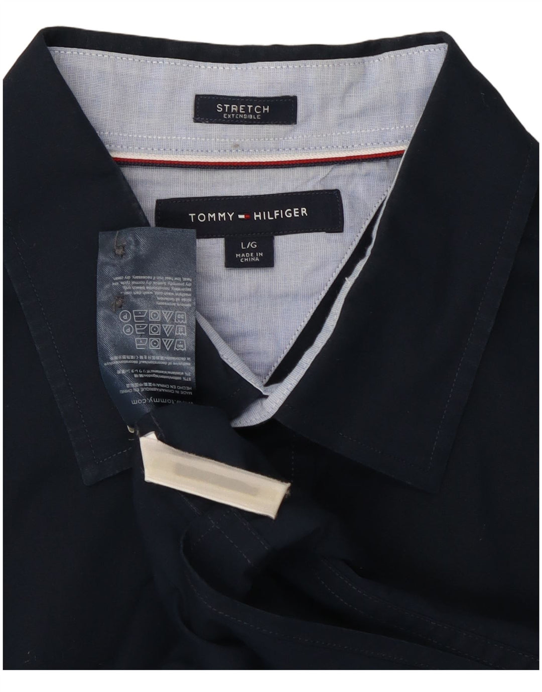 Camisa masculina TOMMY HILFIGER stretch grande algodão azul marinho