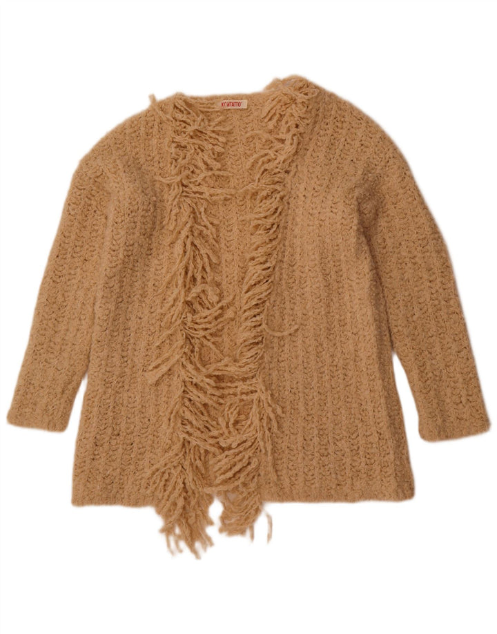 Suéter cardigã aberto feminino Kontatto Reino Unido 16 grande bege acrílico