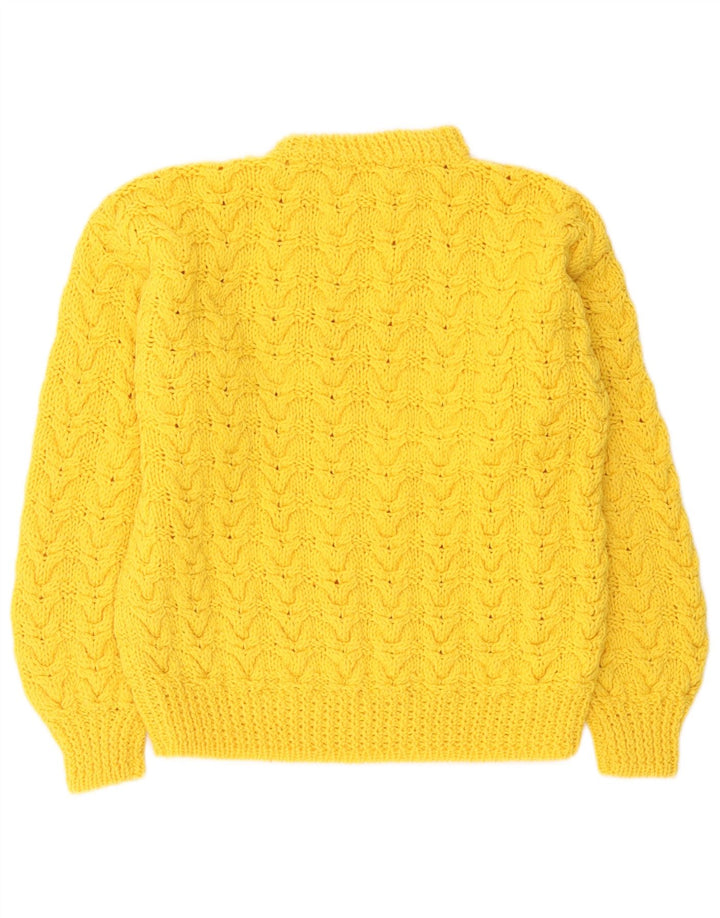 Suéter feminino vintage com gola tartaruga Reino Unido 12 amarelo médio