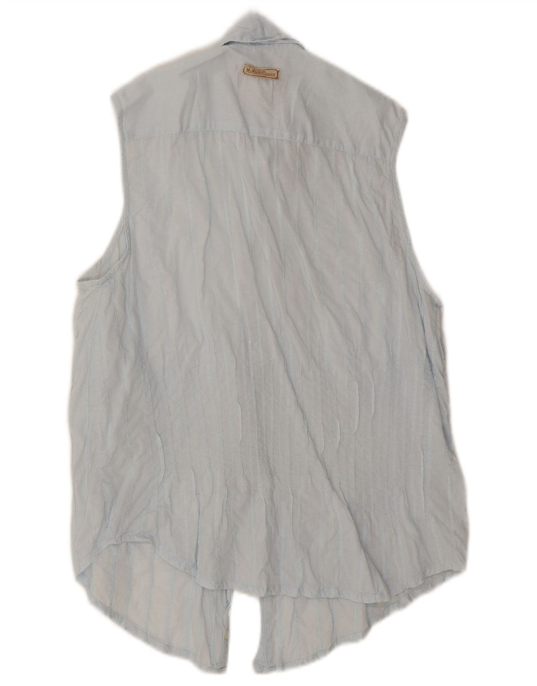 Camisa feminina Marlboro Classics sem mangas Slim Fit UK 14 azul médio