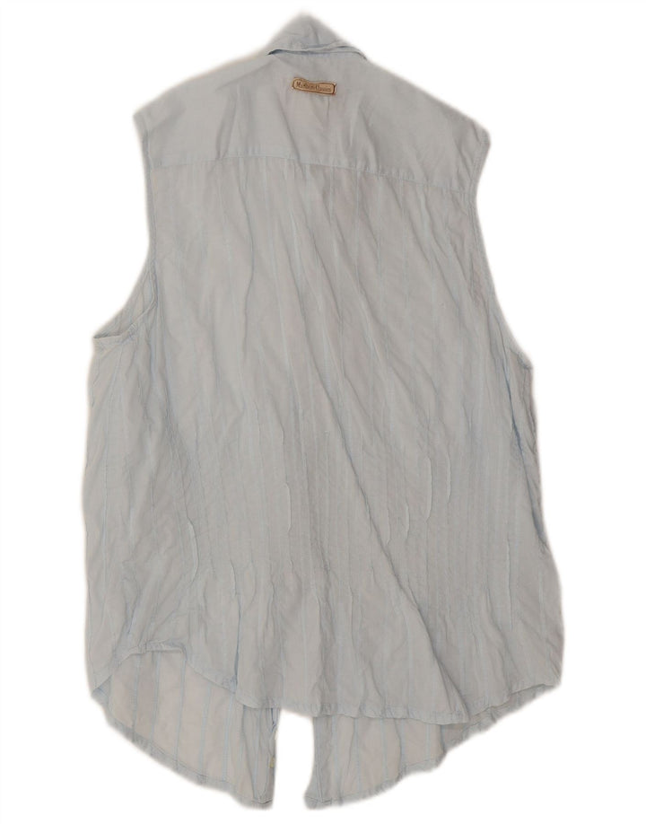 Camisa feminina Marlboro Classics sem mangas Slim Fit UK 14 azul médio