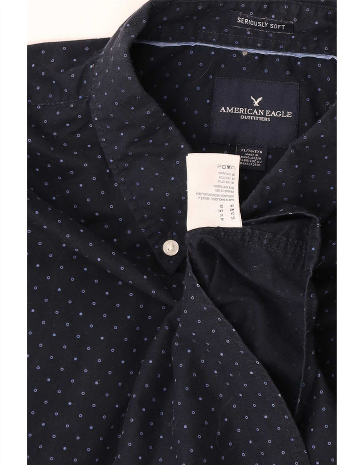 Camisa masculina American Eagle XL azul marinho algodão manchado