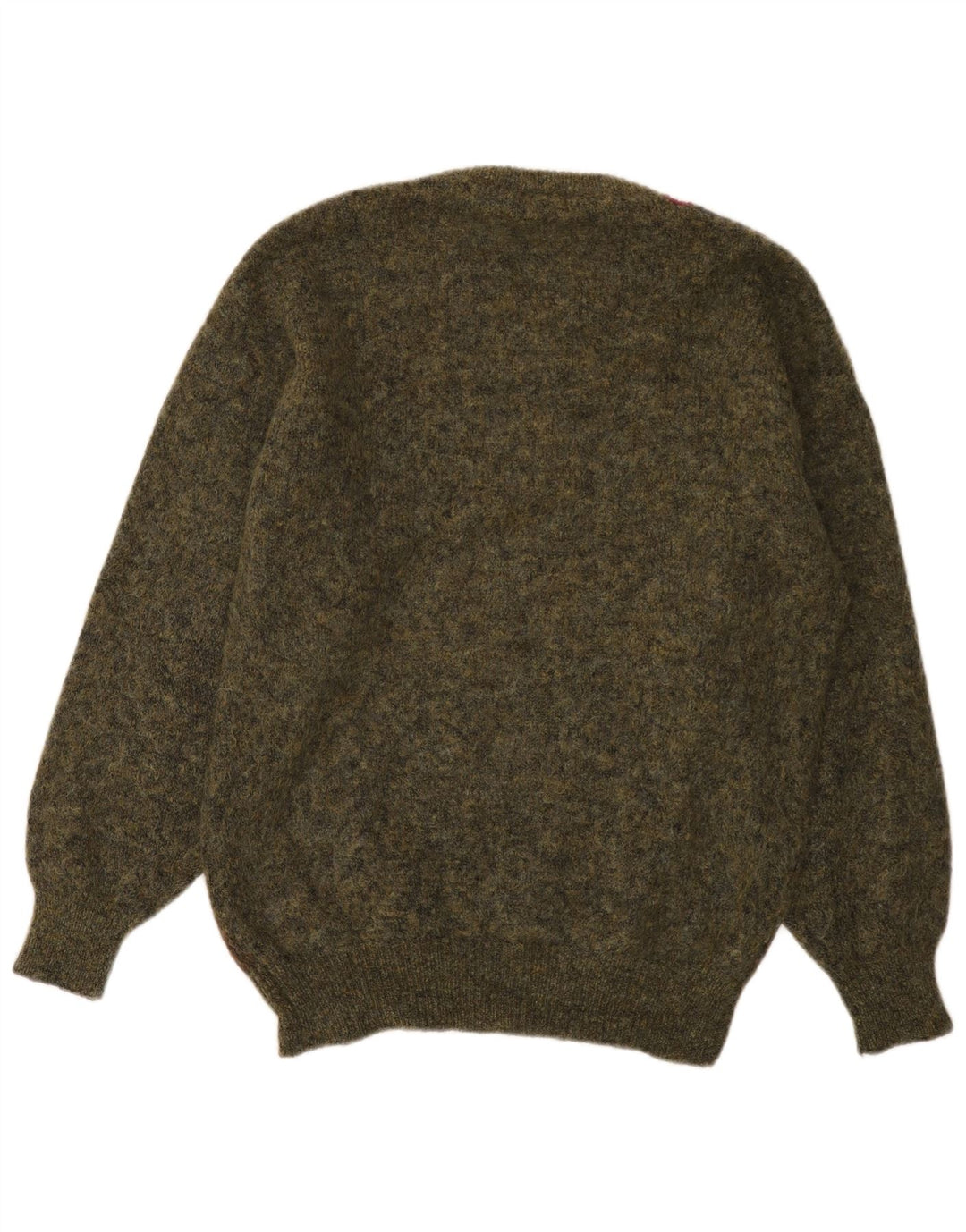 Suéter vintage masculino com gola redonda, médio cáqui Argyle/Diamante
