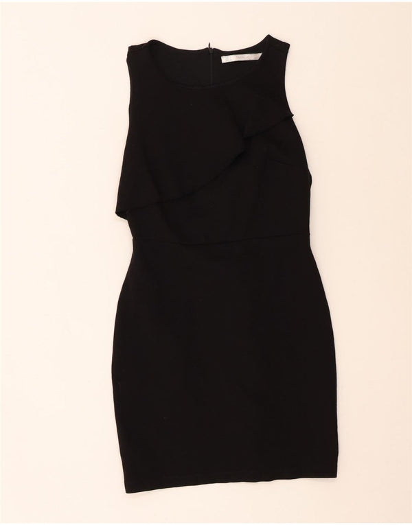 Zara Vestido feminino Trafaluc sem mangas Bodycon UK 14 grande preto viscose