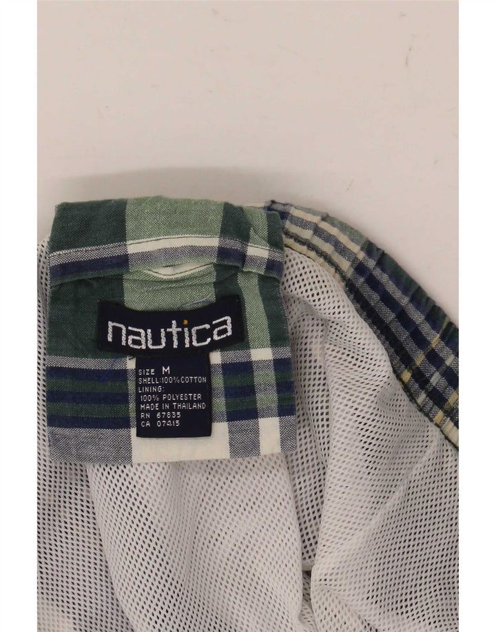 Nautica Mens Natação Shorts Verde Médio Algodão Xadrez