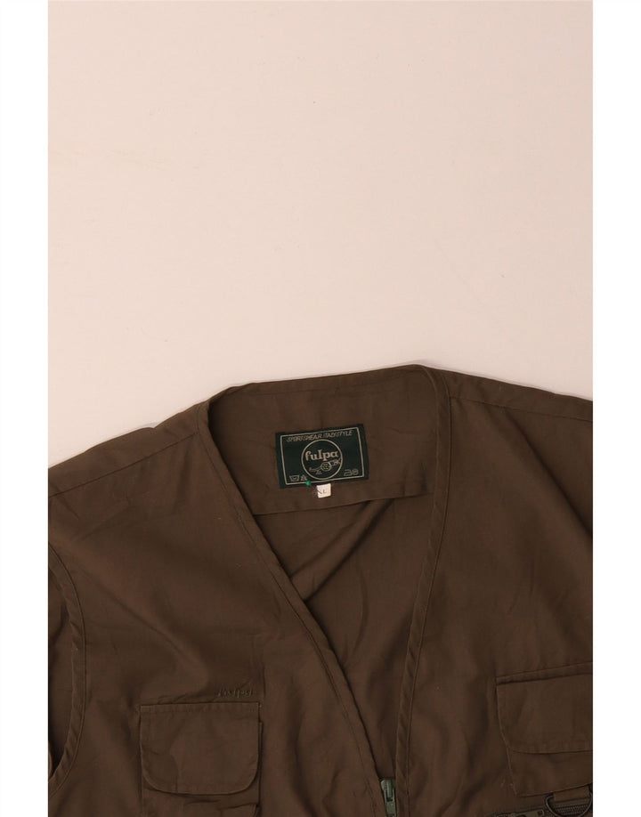 Colete utilitário masculino VINTAGE UK 40 grande algodão marrom