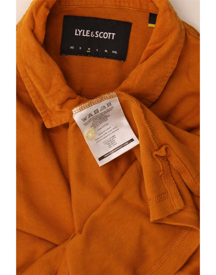 Camisa polo masculina de manga comprida Lyle & Scott algodão laranja médio