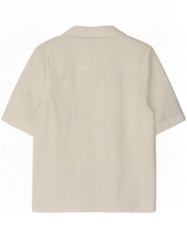 Zara Camisa masculina transparente de manga curta pequena branca