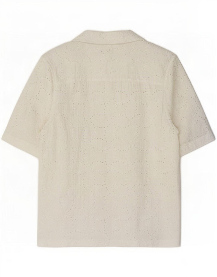 Zara Camisa masculina transparente de manga curta pequena branca