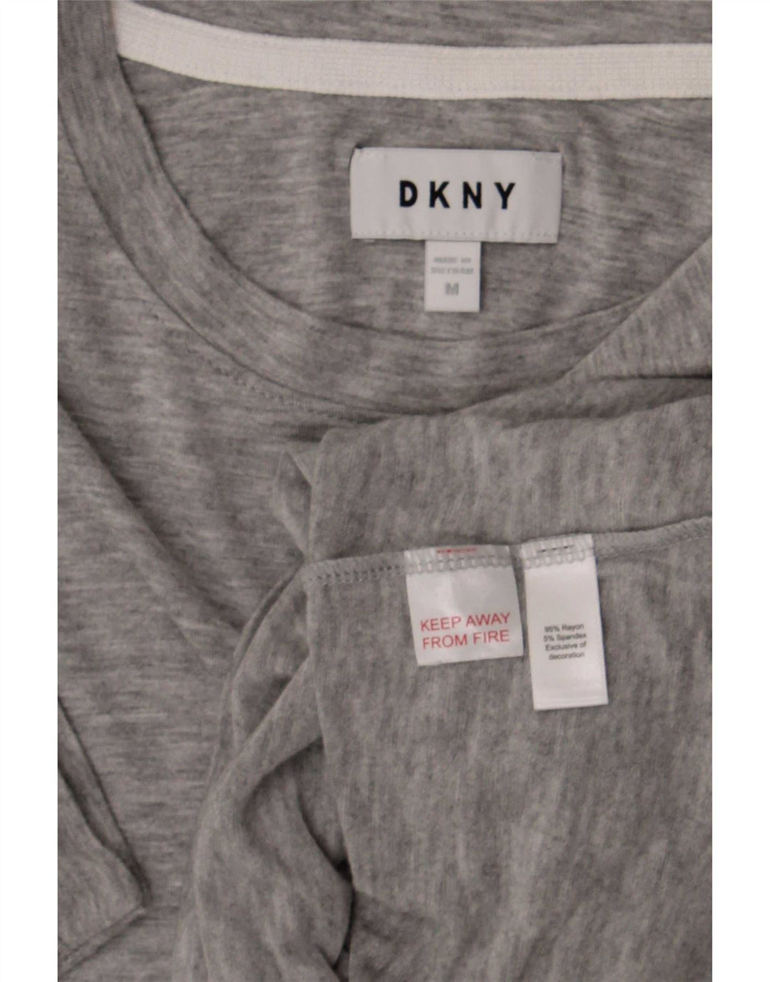 Camiseta feminina Dkny solta ajuste Reino Unido 14 rayon cinza médio