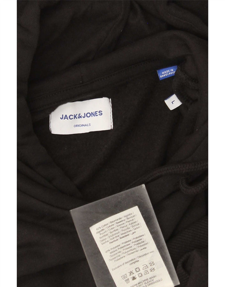 Jack & Jones moletom com capuz masculino grande algodão preto