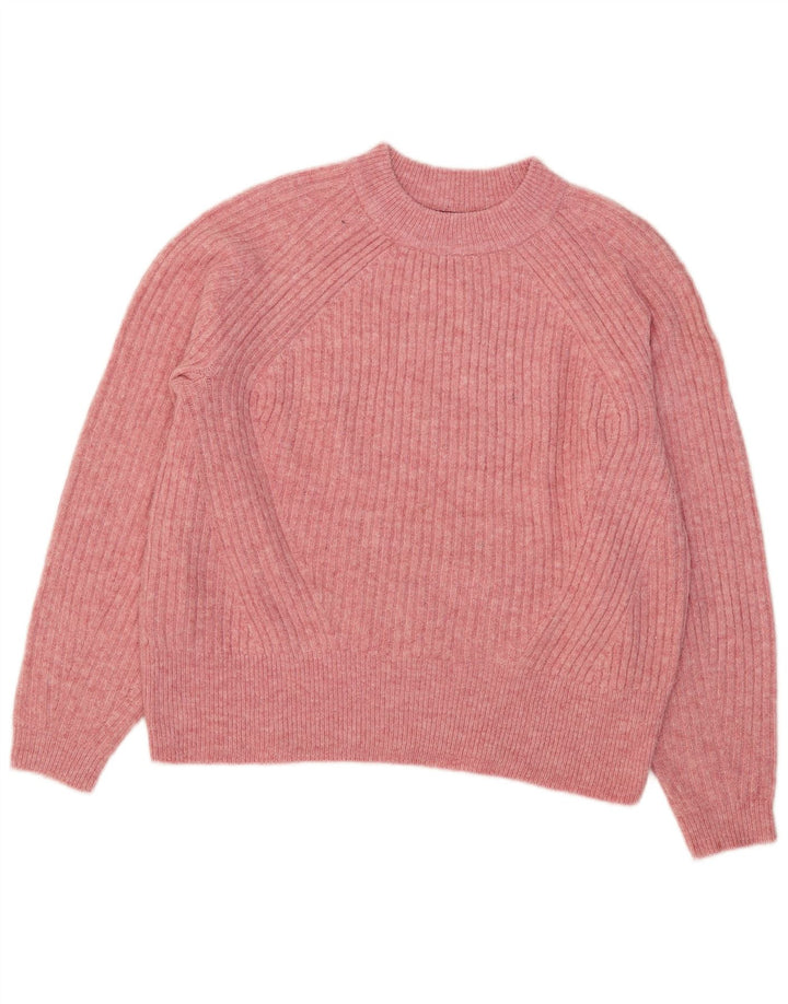 Suéter feminino Marks & Spencer com gola redonda Reino Unido 14 acrílico rosa médio