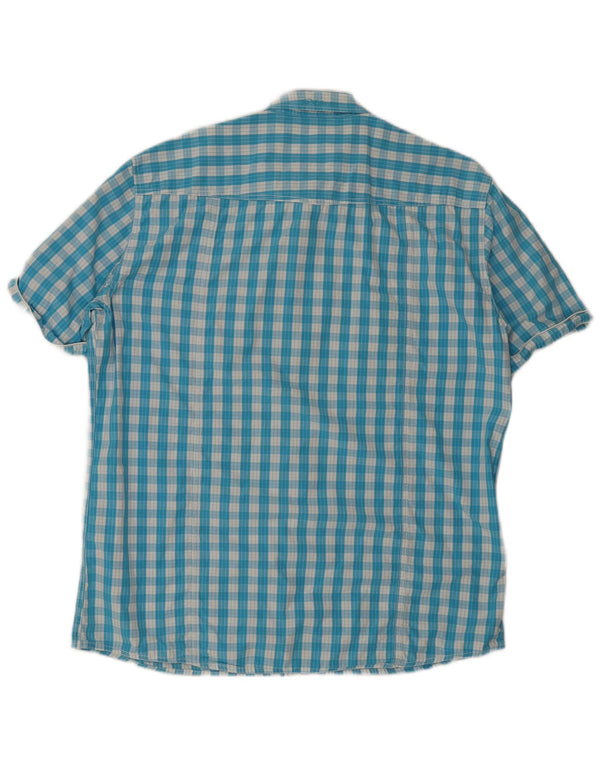 S.Oliver Camisa masculina de manga curta slim fit 2XL algodão xadrez azul