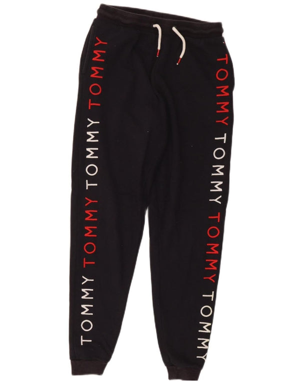 Calça esportiva feminina Tommy Hilfiger com estampa gráfica e joggers UK 8 pequenas pretas