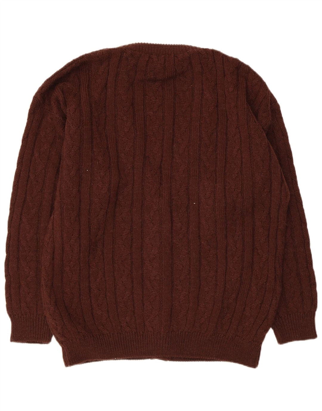 Suéter cardigã masculino vintage IT 52 grande lã de alpaca marrom