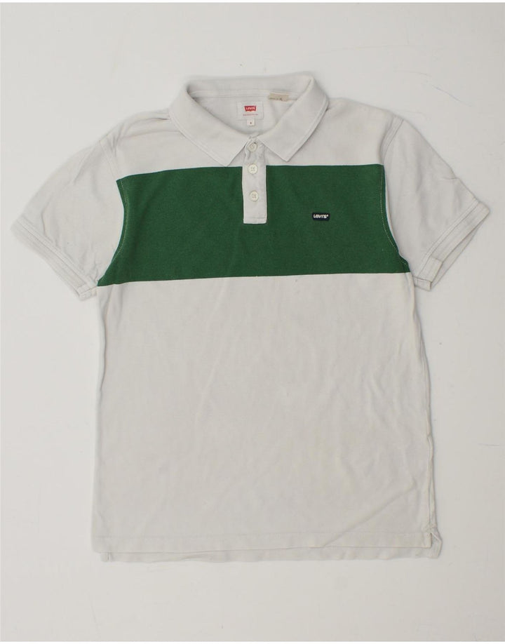 Camisa polo masculina LEVI'S pequena branca de algodão colorblock