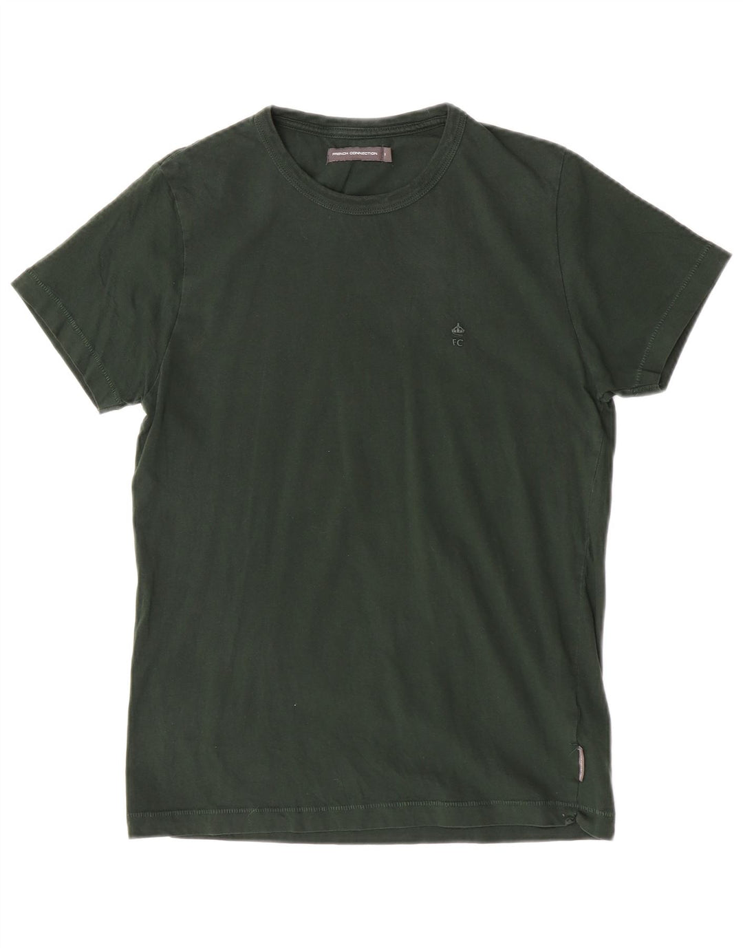 Camiseta feminina French Connection Top UK 12 algodão verde médio