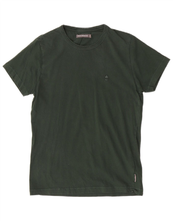 Camiseta feminina French Connection Top UK 12 algodão verde médio