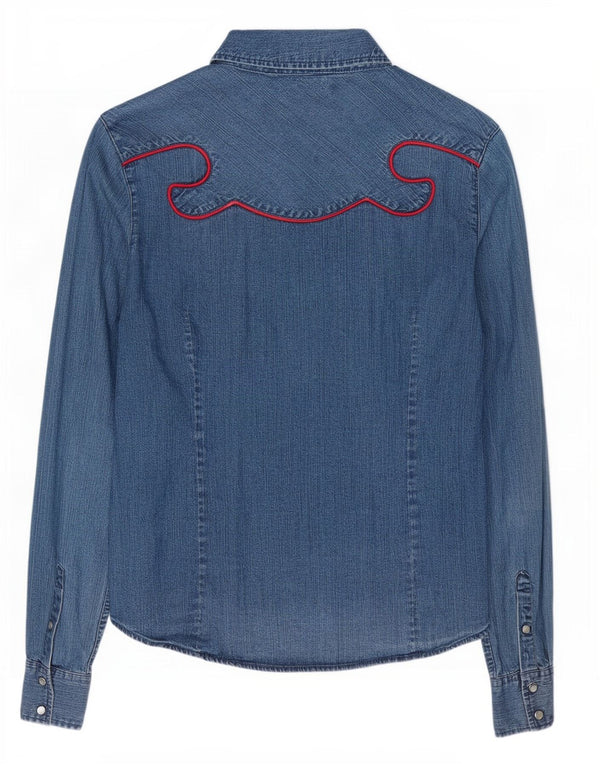 Camisa jeans feminina Levi's UK 10 algodão azul pequeno