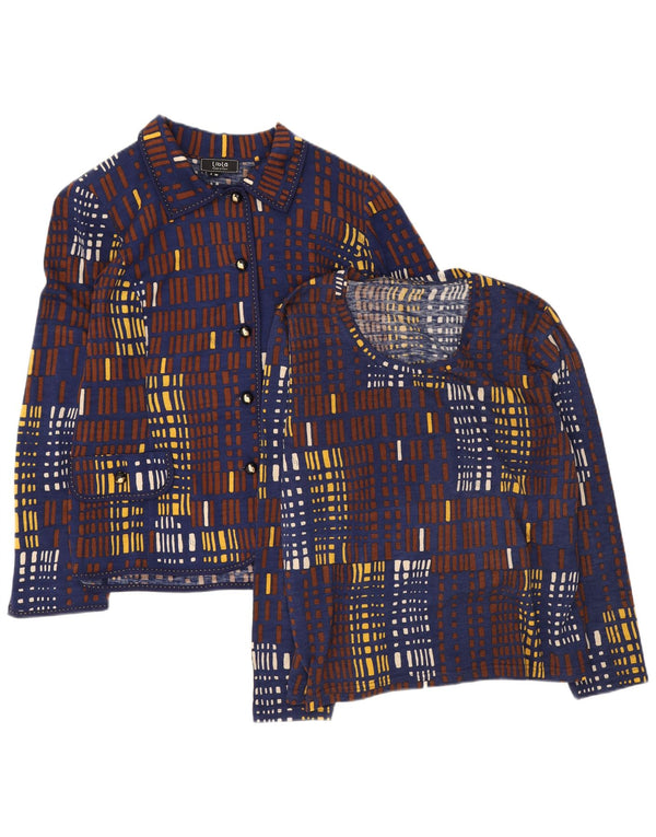 Liola Conjunto feminino de 2 peças IT 50 XL azul marinho lã geométrica