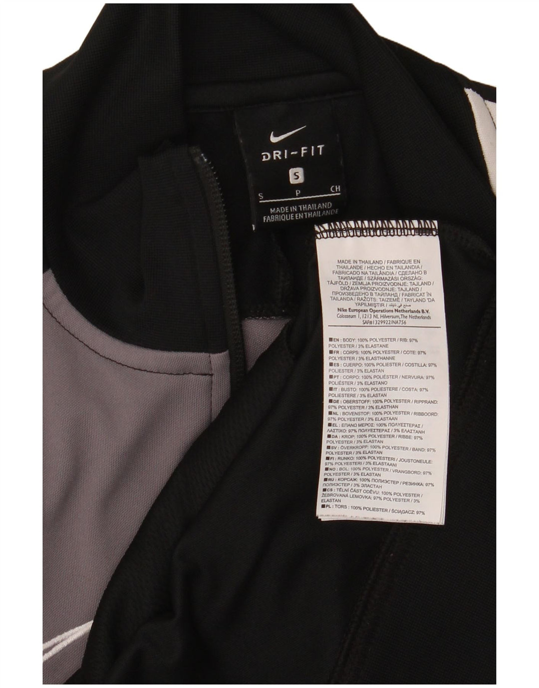 Nike Mens Dri Fit Tracksuit Top Jacket Pequeno Preto Colourblock Poliéster