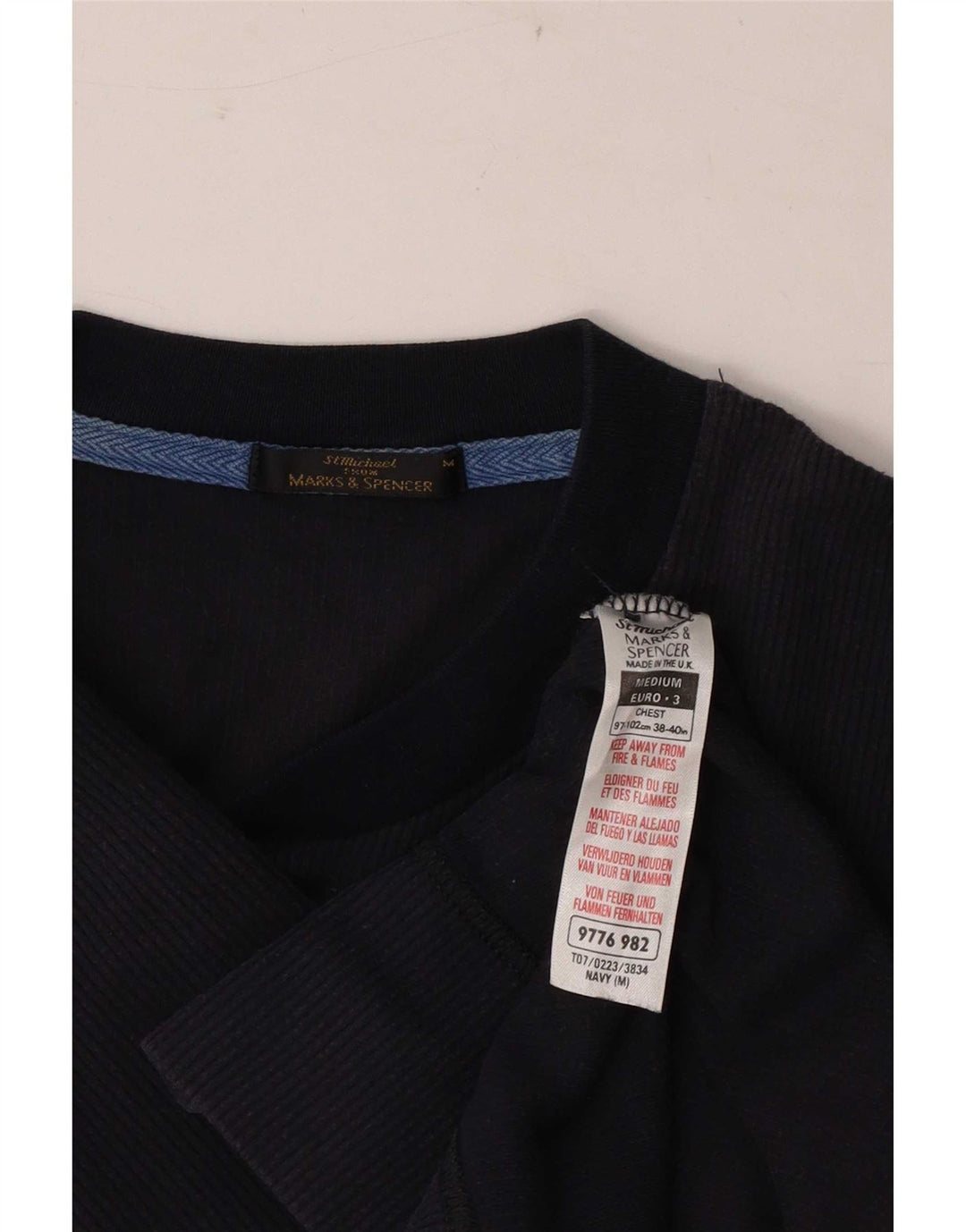 Suéter masculino Marks & Spencer de algodão azul marinho médio