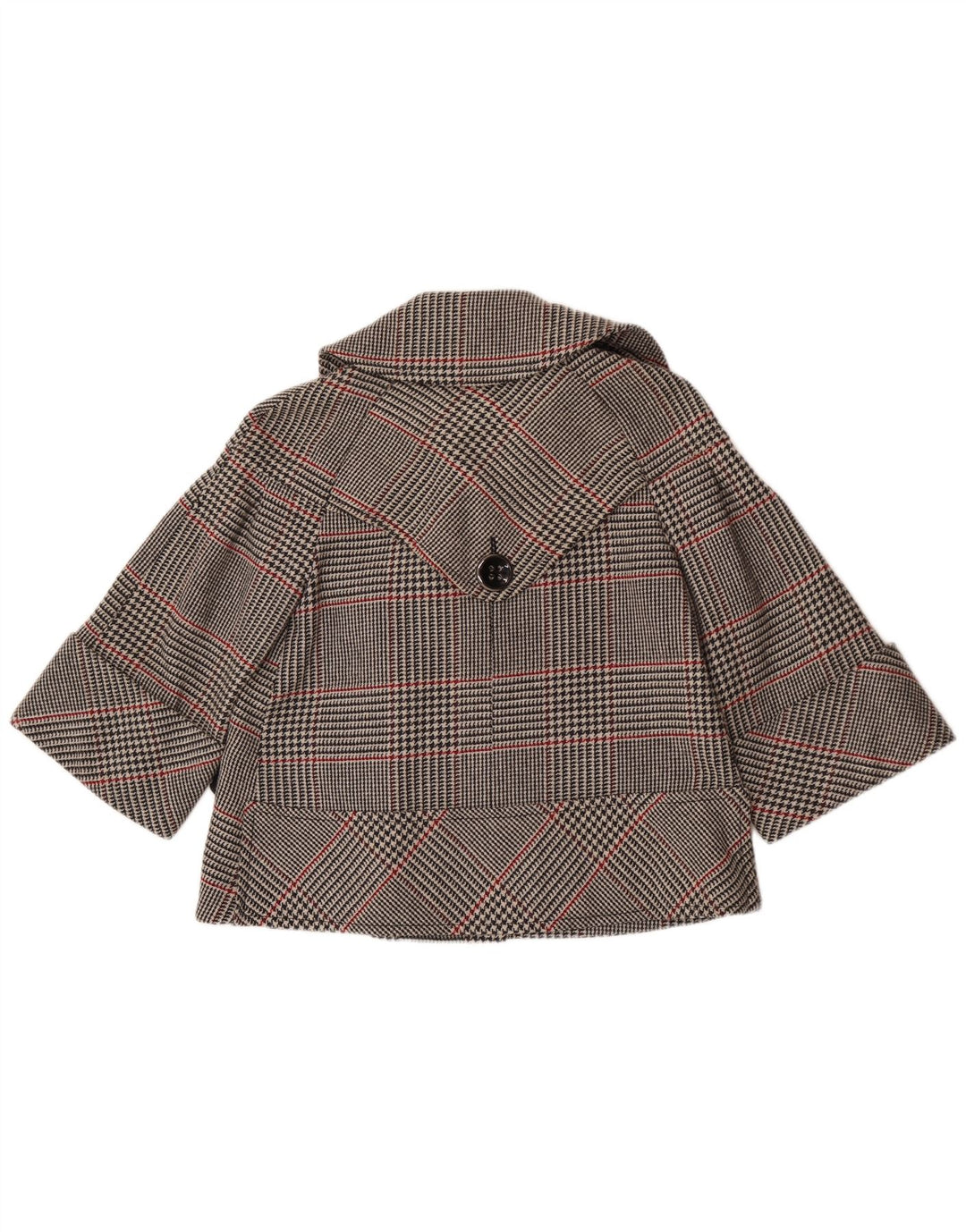 Jaqueta blazer feminina Zara curta com peito duplo Reino Unido 14 xadrez cinza médio